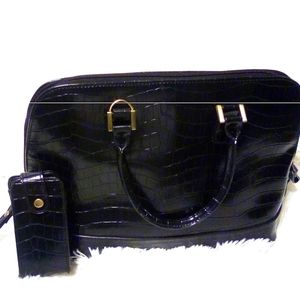 Bueno Crocodile Satchel Handbag